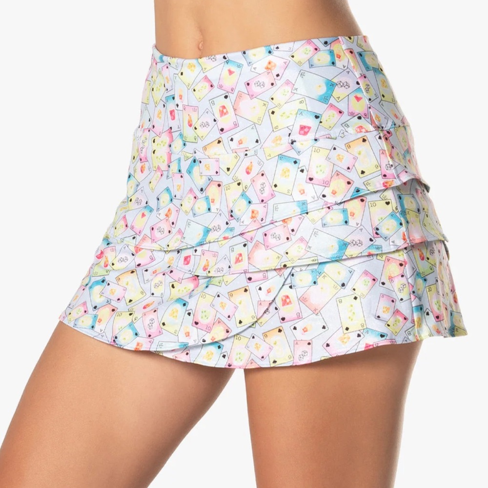 NWT Lucky in Love Poker Face Scallop Skirt
